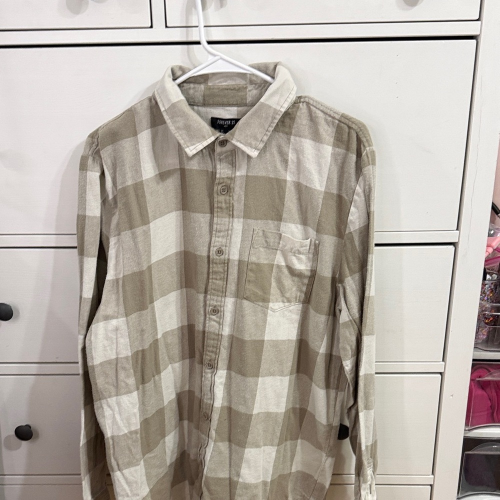 Forever 21 Men's Tan Checkered Shirt